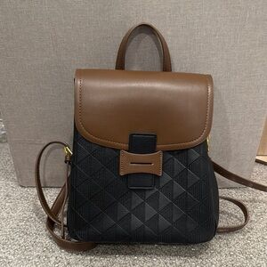 Brown and Black Quilted Backpack